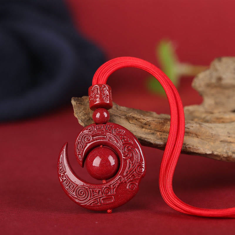 KarmaRipple's One's Fortune Improves Design Patern Authentic Cinnabar Concentration Pendant Necklace p18