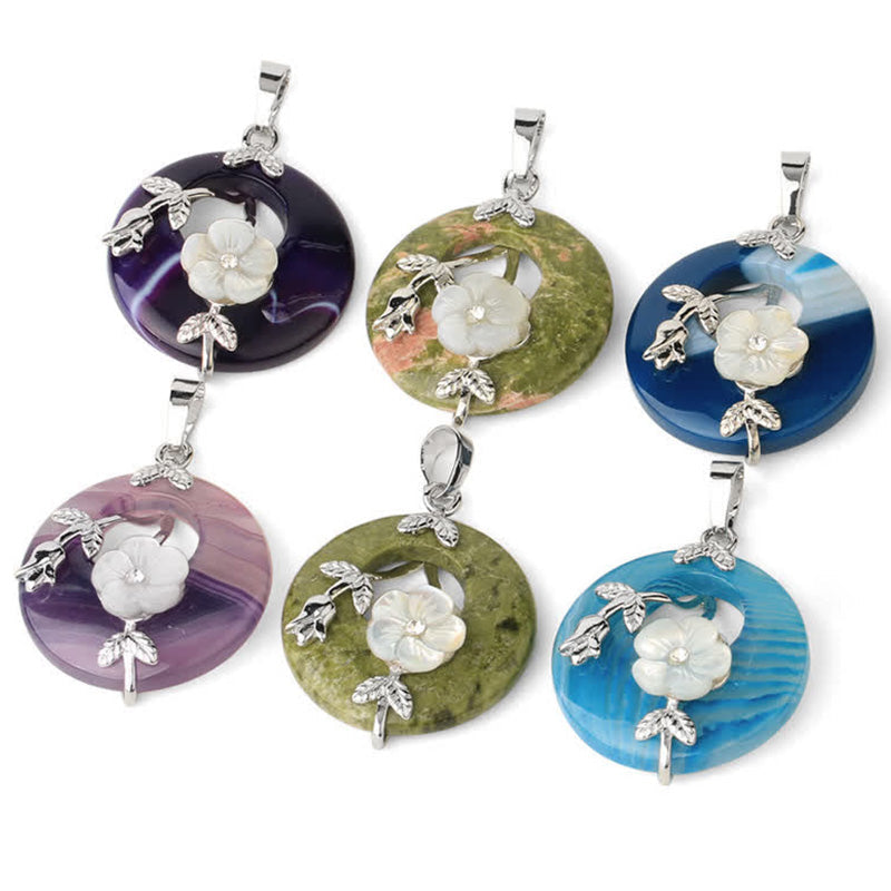KarmaRipple's Various Gemstone Amethyst Green Aventurine Flower Balancing Pendant Necklace p23