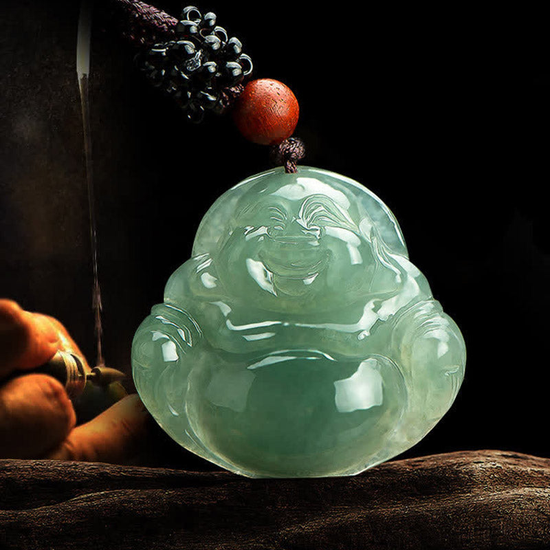 KarmaRipple's Laughing Buddha Jade Abundance String Pendant Necklace p5