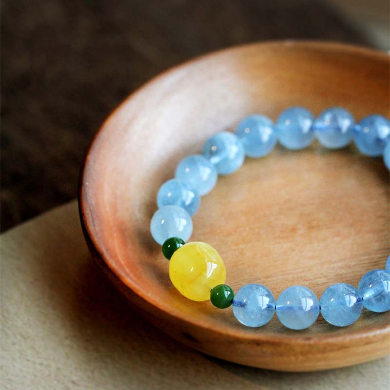 KarmaRipple's Authentic Aquamarine Amber Beadwork Serenity Balancing Bracelet p10