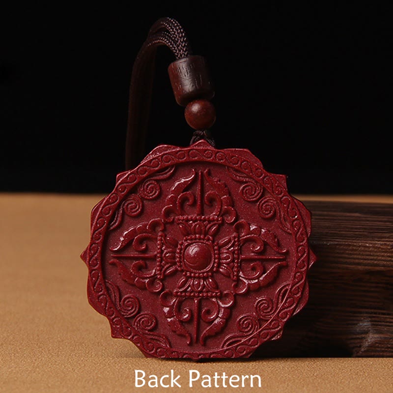 KarmaRipple's Authentic Cinnabar Lotus Om Mani Padme Hum Blessing Pendant String Necklace p4
