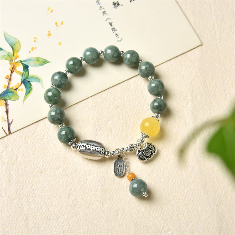KarmaRipple's 925 Sterling Silver Cyan Jade Amber Success Bracelet p6