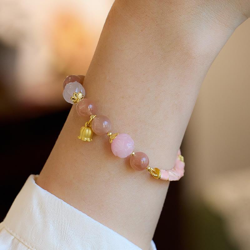 KarmaRipple's Sun Stone Golden Silk Jade Lily of the Valley Talisman Positive Bracelet Bangle p14