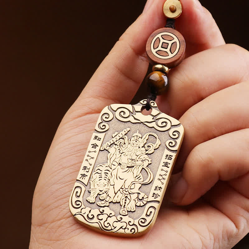 KarmaRipple's God of Wealth Zhao Gongming Bronze Protection Pendant Necklace Key Chain p4