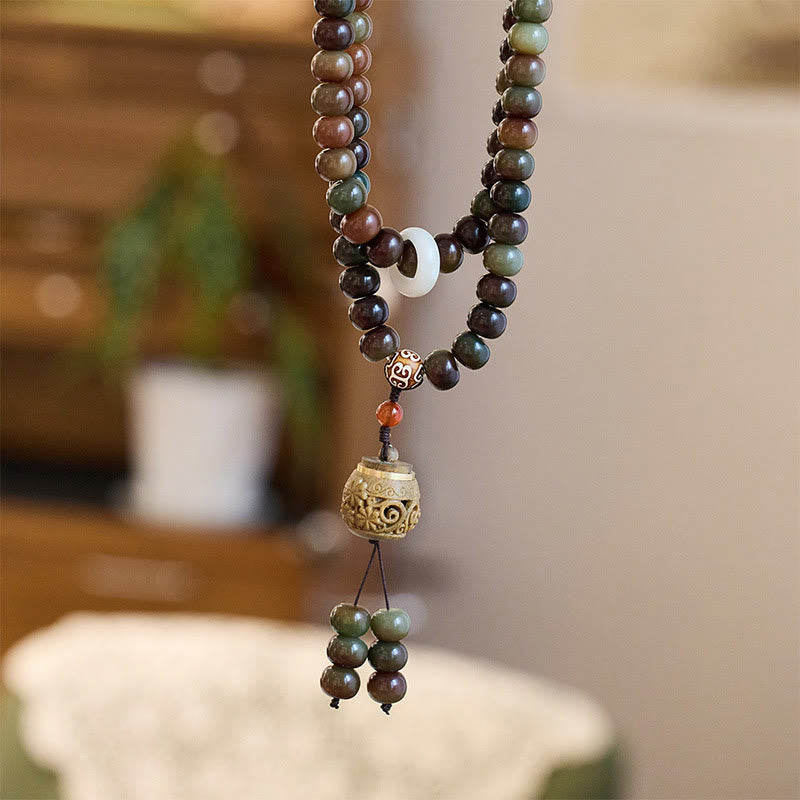 KarmaRipple's 108 Mala Beadwork Dunhuang Color Bodhi Seed Dzi Bead Keep Away Evil Spirits Bracelet p7