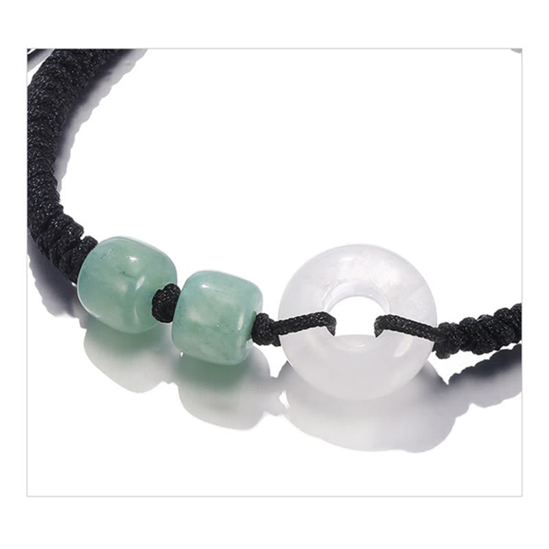 KarmaRipple's 2Pcs Green Aventurine Ivory Jade Peace Buckle Fortune Woven Pair Bracelet p18