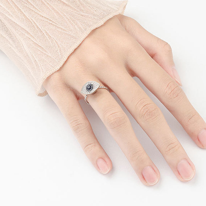 KarmaRipple's 925 Sterling Silver Evil Eye Protection Blessing Rotatable Ring p6