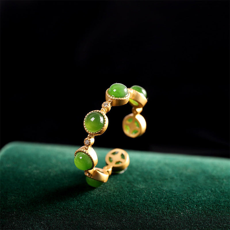 KarmaRipple's Cyan Jade Balancing Calm Adjustable Ring p12