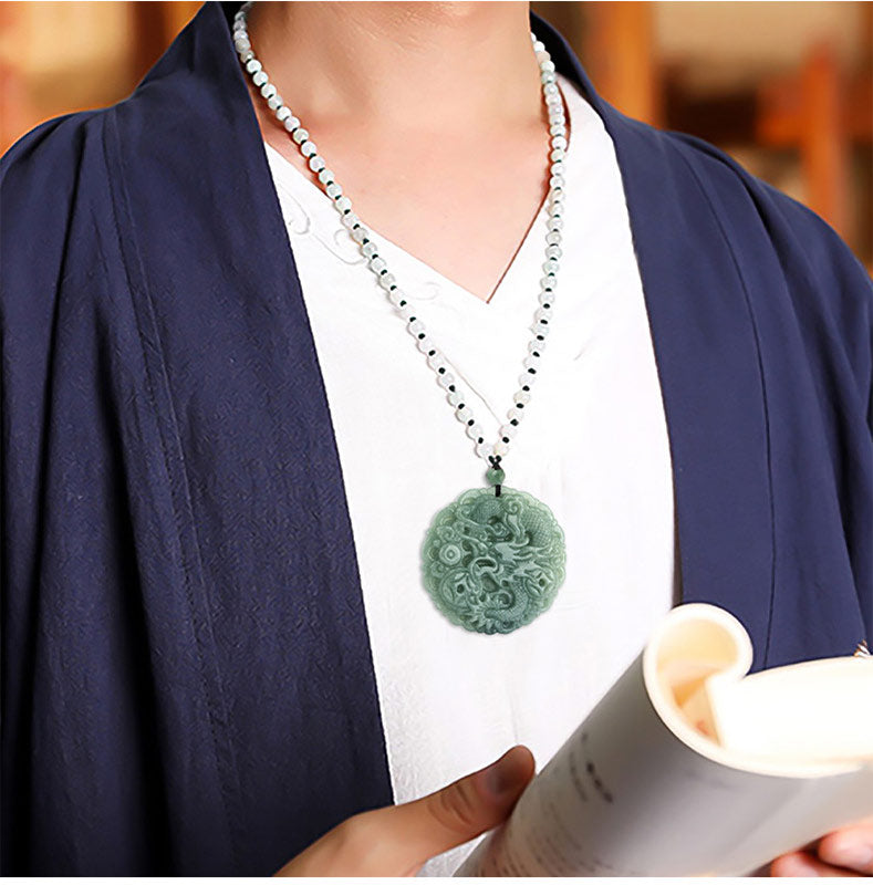 KarmaRipple's Chinese Zodiac Dragon Jade Fortune Pendant String Necklace p3