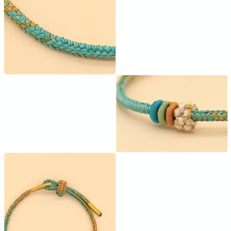 KarmaRipple's Handmade Eight Thread Peace Weave Peach Blossom Weave Fortune Rope Woven Bracelet p14
