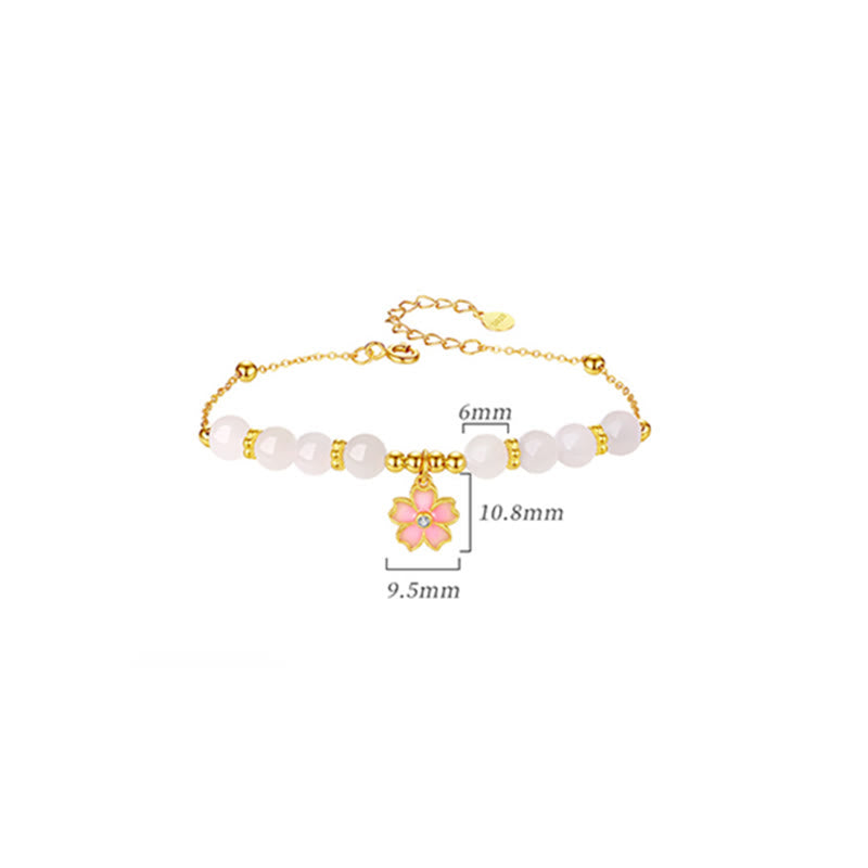 KarmaRipple's 925 Sterling Silver Hetian Ivory Jade Cherry Blossom Protection Bracelet p11