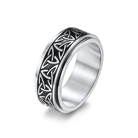 Bague rotative calme en acier titane Triquetra à tissage triangulaire de KarmaRipple