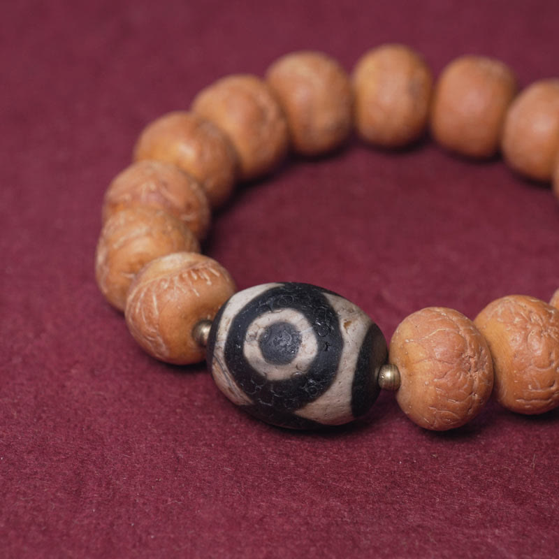 KarmaRipple's Tibet Bodhi Seed Dzi Bead Peace Talisman Wrist Mala Bracelet p2