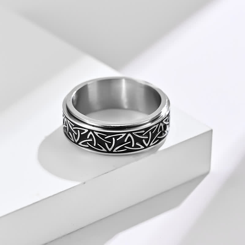KarmaRipple's Triangle Weave Triquetra Titanium Steel Calm Rotatable Ring p5