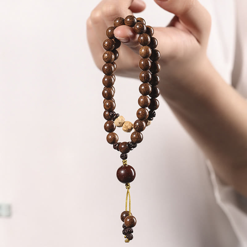 KarmaRipple's Sandalwood Small Leaf Red Sandalwood Bodhi Seed Purification Double Wrap Bracelet p11