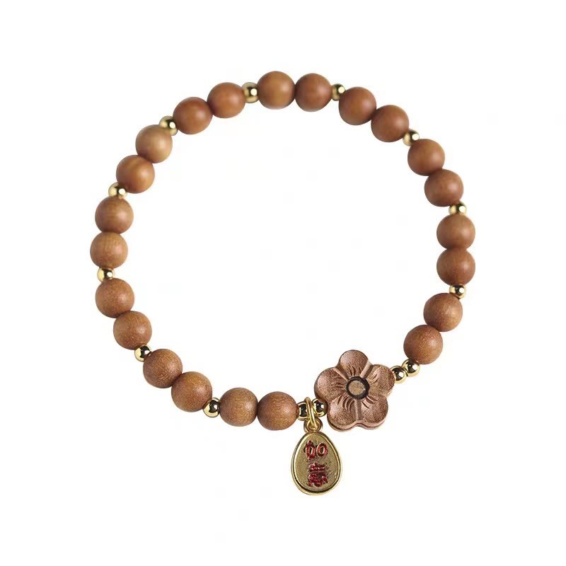KarmaRipple's Authentic Sandalwood Peach Blossom Small Leaf Red Sandalwood Ruyi Talisman Protection Bracelet p4