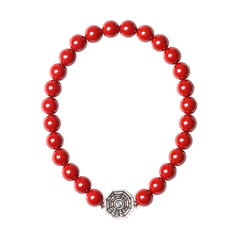 KarmaRipple's 925 Sterling Silver Yin Yang Bagua Symbol Cinnabar String Concentration Bracelet p22