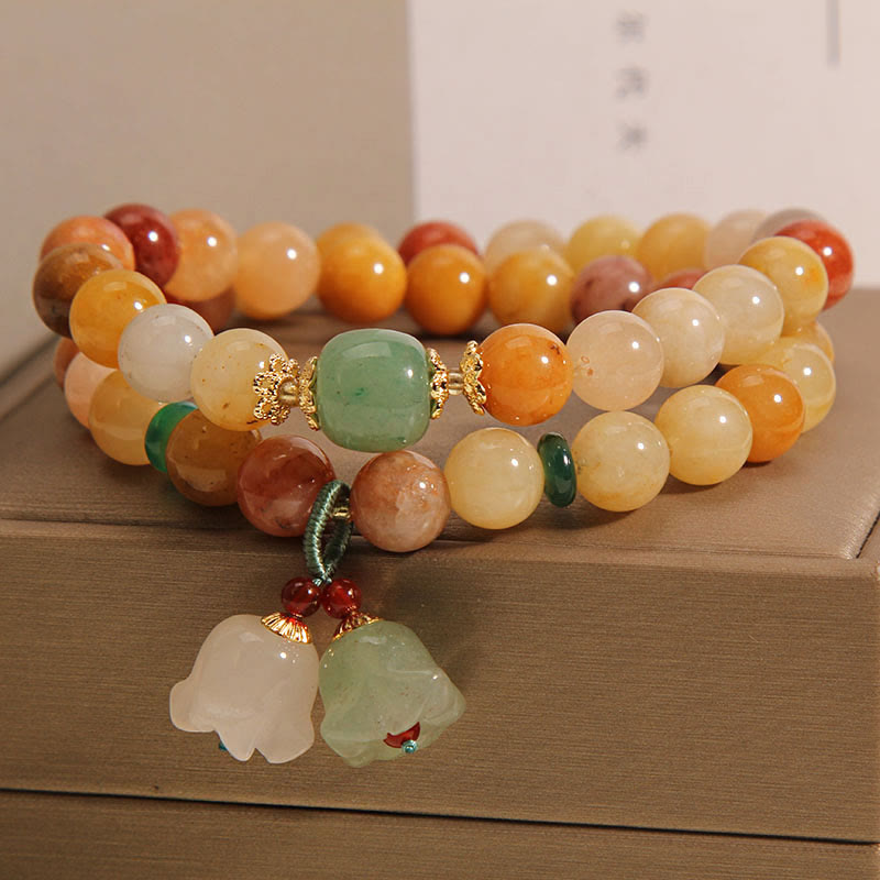 KarmaRipple's Tibet Authentic Golden Silk Jade Double Layer Bell Orchid Fortune Bracelet p3