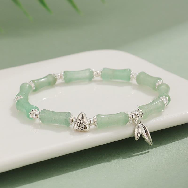 KarmaRipple's Peridot Ivory Jade Strawberry Quartz Green Aventurine Bamboo Fu Character Fortune Bracelet p18
