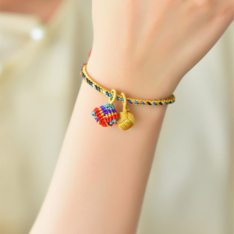 KarmaRipple's Colorful Rope Fortune Handmade Zongzi Golden Ball Talisman Bracelet p11