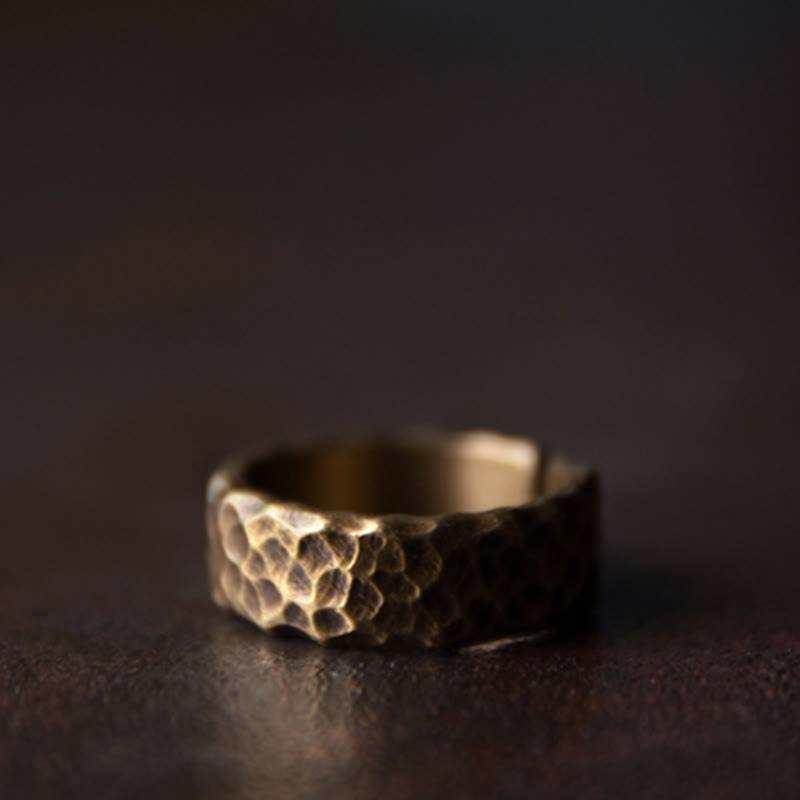 KarmaRipple's Tibetan Bump Texture Design Bronze Brass Fortune Ring p11