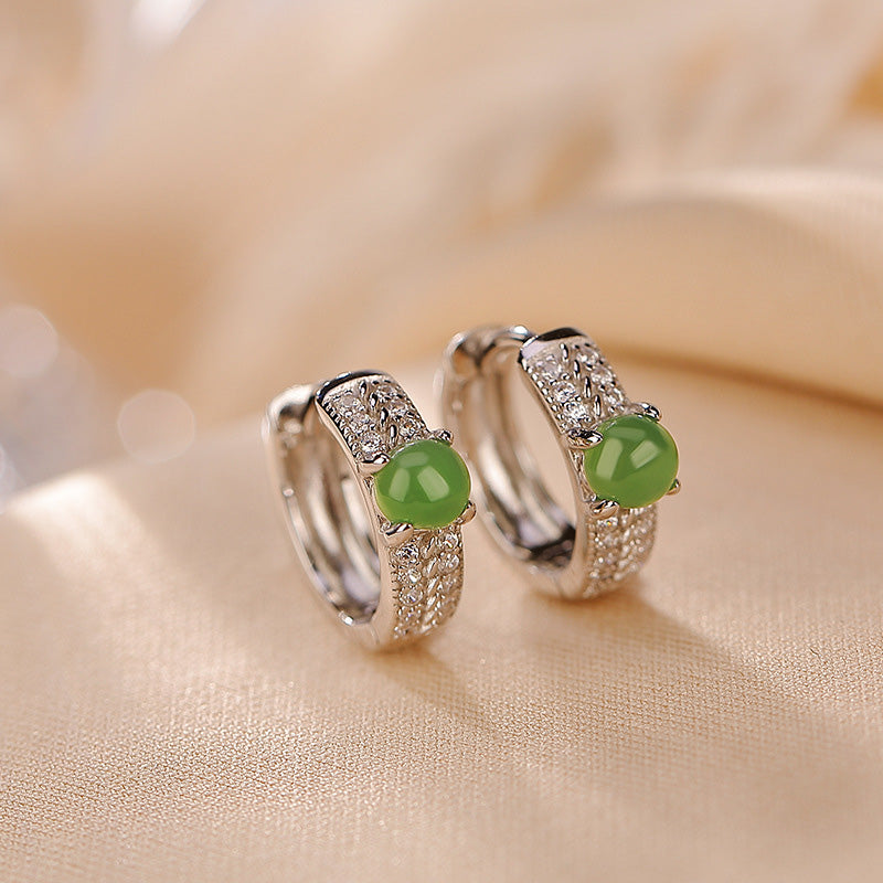 KarmaRipple's 925 Sterling Silver Round Cyan Jade Success Stud Earrings p11