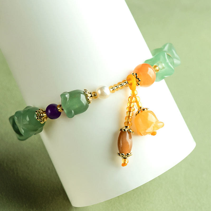 KarmaRipple's Green Aventurine Magnolia Flower Fortune Bracelet p6