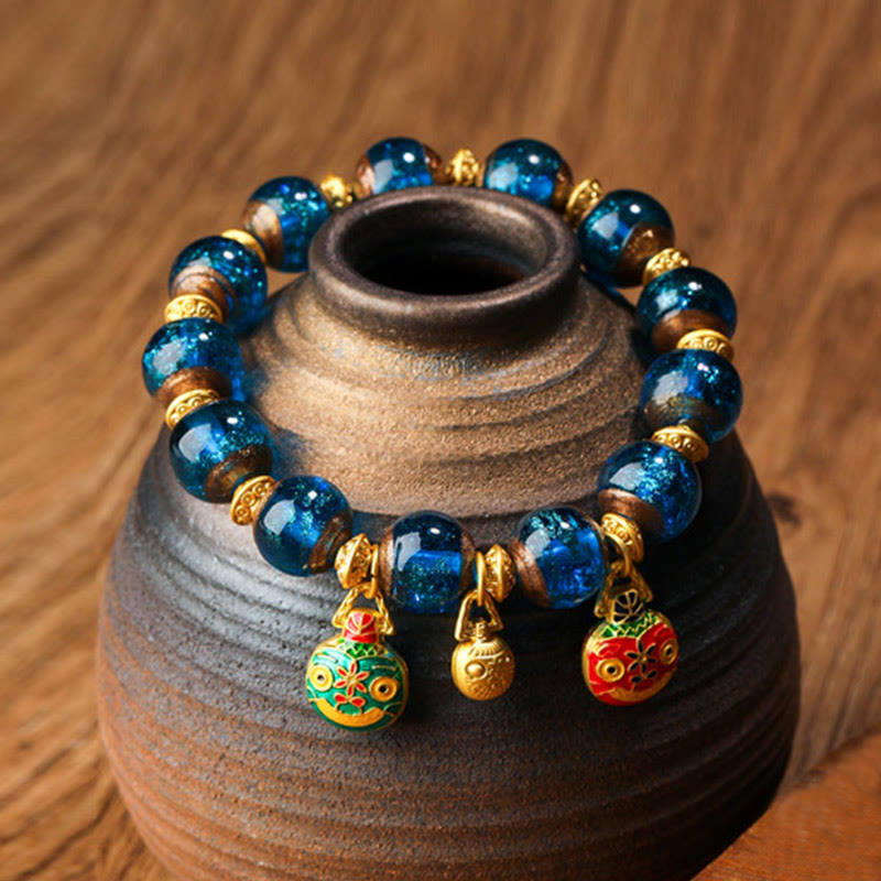 KarmaRipple's Gold Swallowing Beast Family Talisman Liuli Glass Bead Fortune Bracelet p9