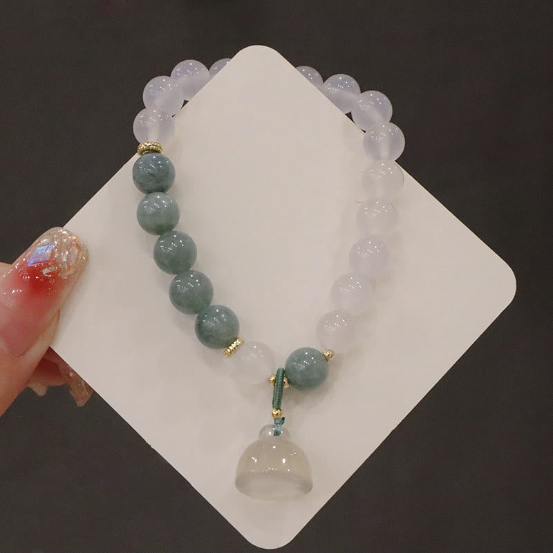 KarmaRipple's Ivory Agate Jade Lotus Flower Peace Buckle Protection Bracelet p6