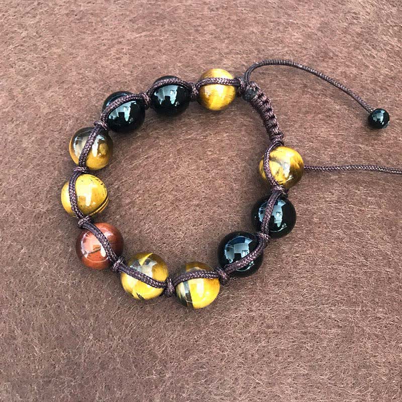 KarmaRipple's Lava Rock Tiger Eye Stone Support Balancing String Bracelet p2