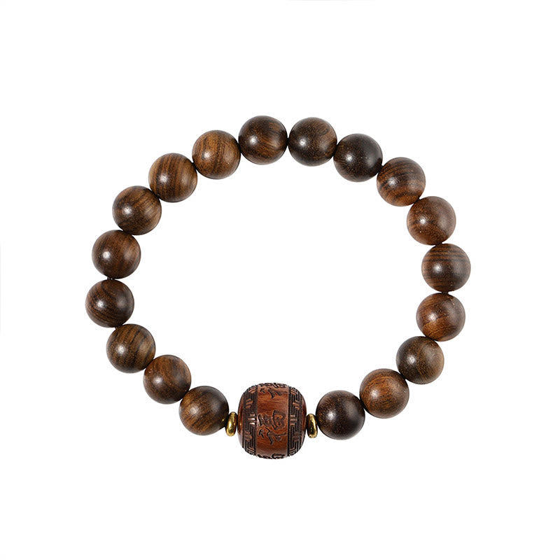 KarmaRipple's Rosewood Auspicious Clouds Totem Fu Character Bamboo Pattern Warmth Bracelet p16
