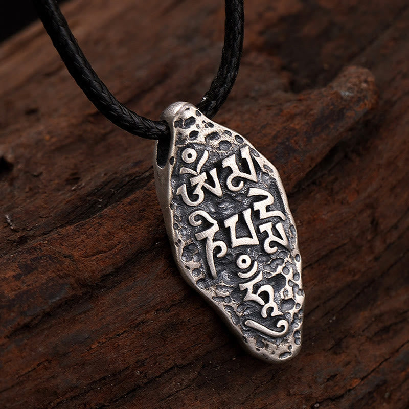 KarmaRipple's Tibetan 925 Sterling Silver Om Mani Padme Hum Dorje Vajra Engraved Strength Pendant Necklace p4