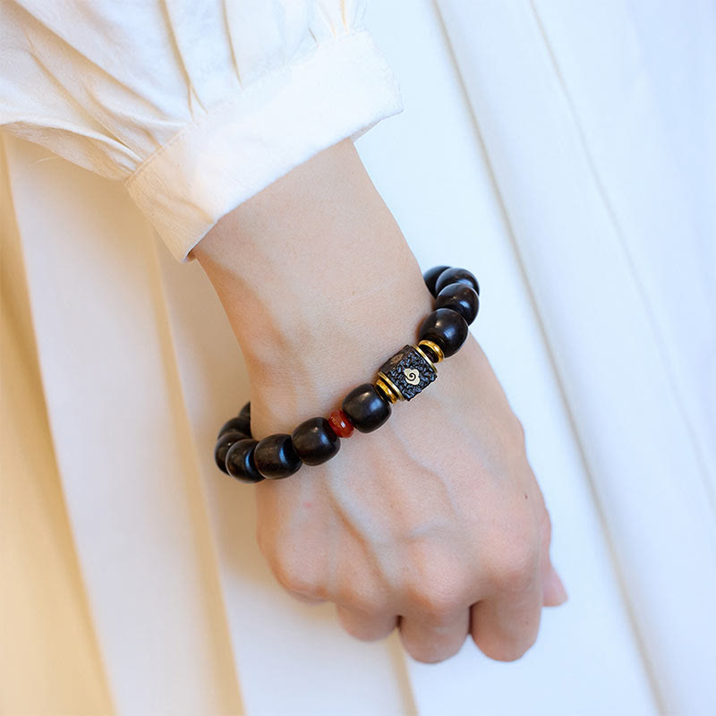 KarmaRipple's Ebony Wood Auspicious Clouds Engraved Calm Bracelet p12