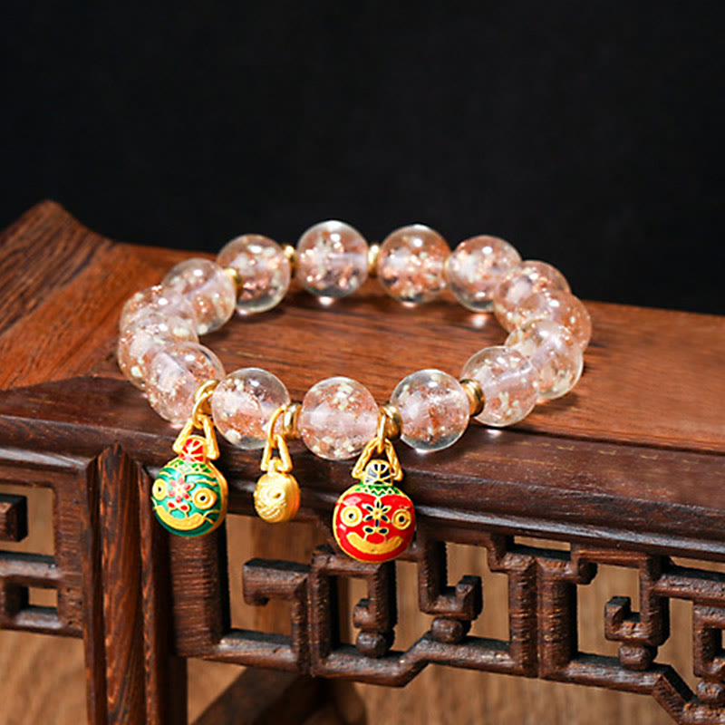 KarmaRipple's Gold Swallowing Beast Family Talisman Luminous Fluorescent Liuli Glass Bead Success Bracelet p36