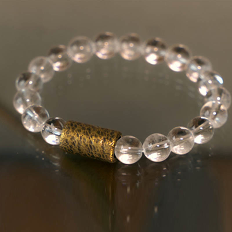 KarmaRipple's Ivory Gemstone Red Hematoid Quartz Gold Rutilated Quartz Purple Phantom Protection Bracelet p5