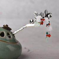 KarmaRipple's Red Agate Flower Leaf Calm Confidence Tassel Hairpin