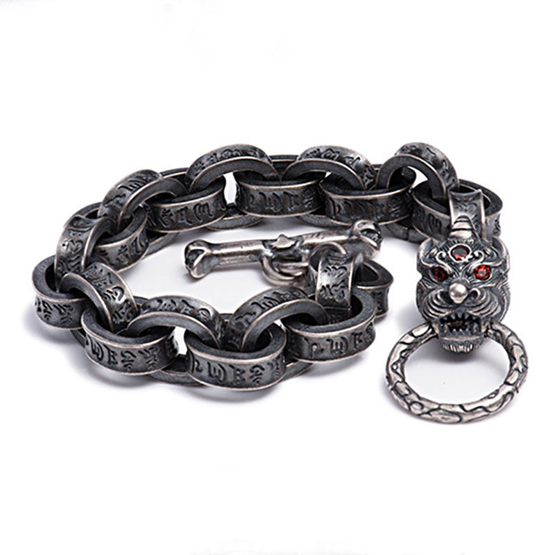 KarmaRipple's 925 Sterling Silver Dragon Kirin Om Mani Padme Hum Success Strength Bracelet Bangle p8