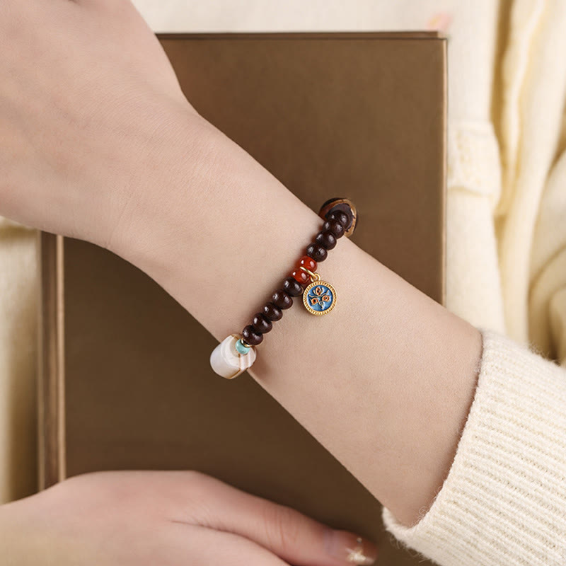 KarmaRipple's Authentic Tibet Purple Bodhi Seed Dzi Bead God of Wealth Wisdom Bracelet p4