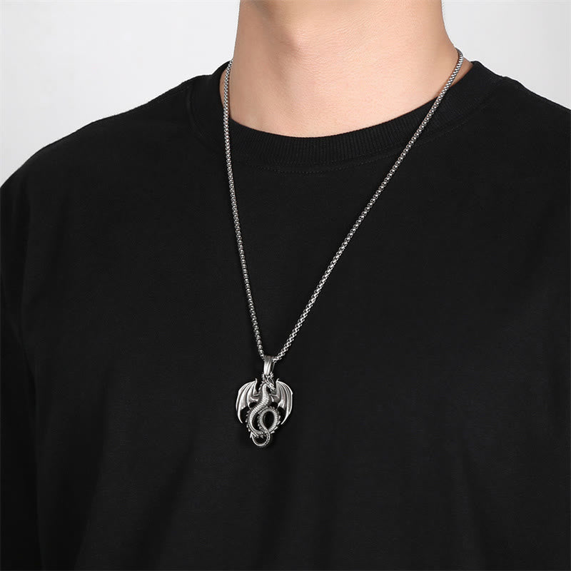 KarmaRipple's Pure Tin Dragon Fortune Success Pendant Necklace p5