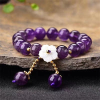 KarmaRipple's Authentic Amethyst Gemstone Flower Spiritual Balancing Bracelet
