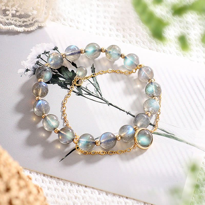 KarmaRipple's 14k Gold Plated Authentic Moonstone Balancing Love Bracelet p13