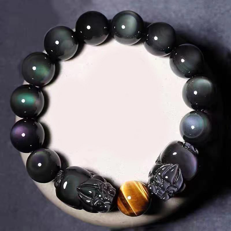 KarmaRipple's FengShui PiXiu Rainbow Obsidian Balancing Bracelet p2