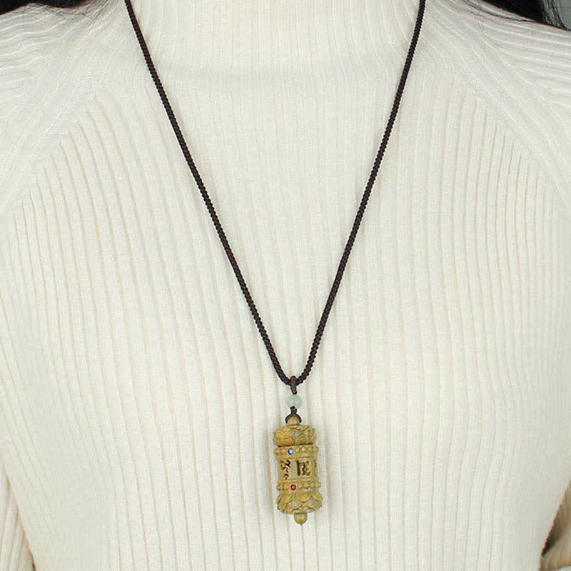 KarmaRipple's Tibet Green Sandalwood Rosewood Om Mani Padme Hum Lotus Positive Soothing Pendant Necklace p9