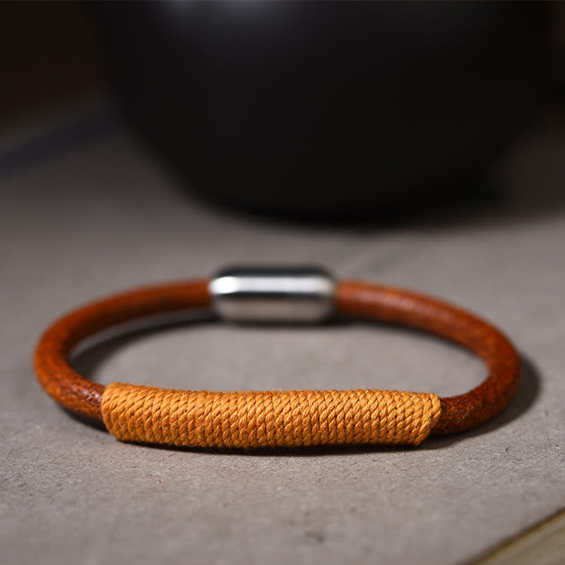 KarmaRipple's Tibetan Leather Handmade Five Elements Fortune Braid String Buckle Bracelet p4