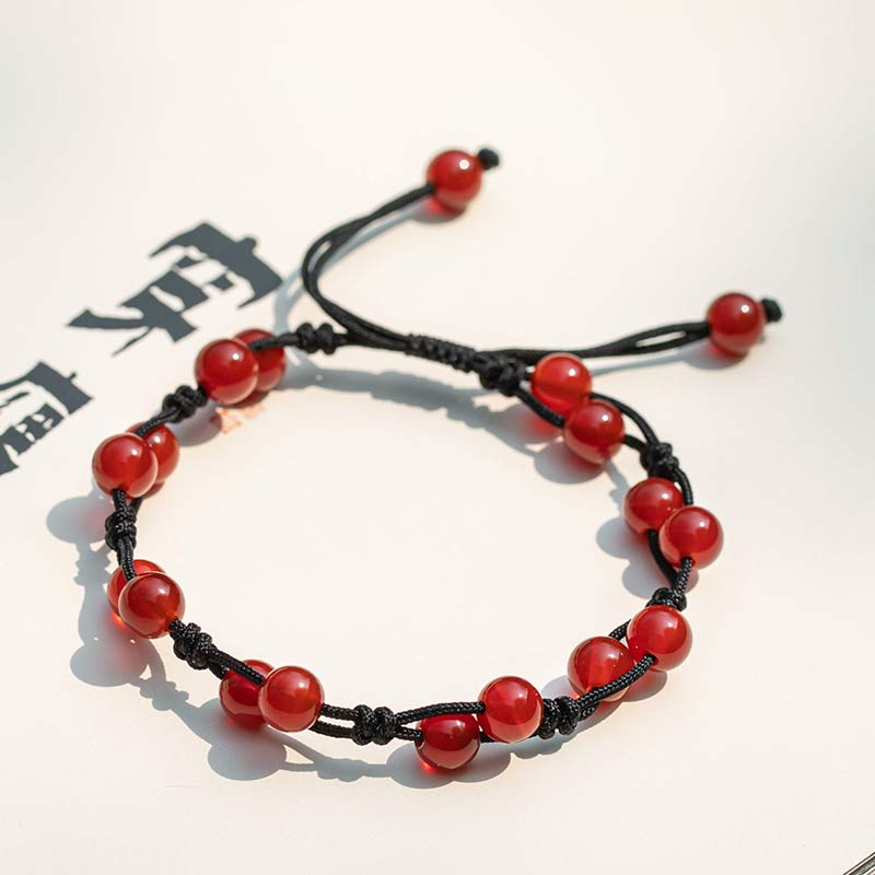 KarmaRipple's Red Agate Moss Agate Cinnabar Calm Bracelet p2