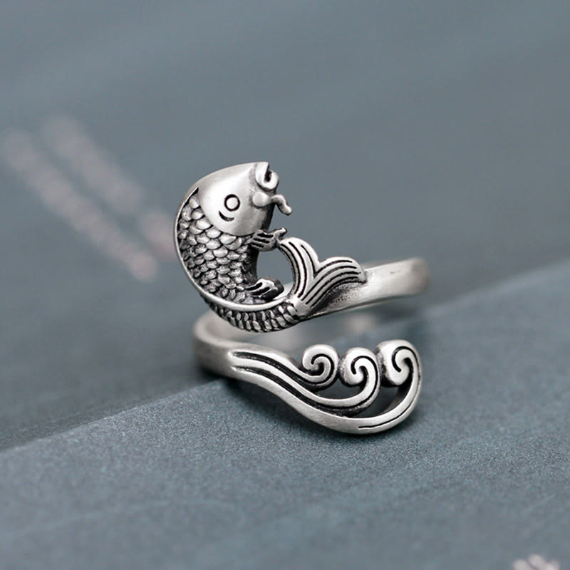 KarmaRipple's 925 Sterling Silver Koi Fish Water Ripple Fortune Wealth Ring p3