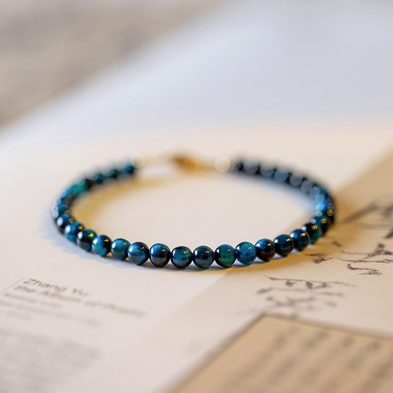KarmaRipple's Authentic Blue Tiger Eye Stone Protection Chain Bracelet p13