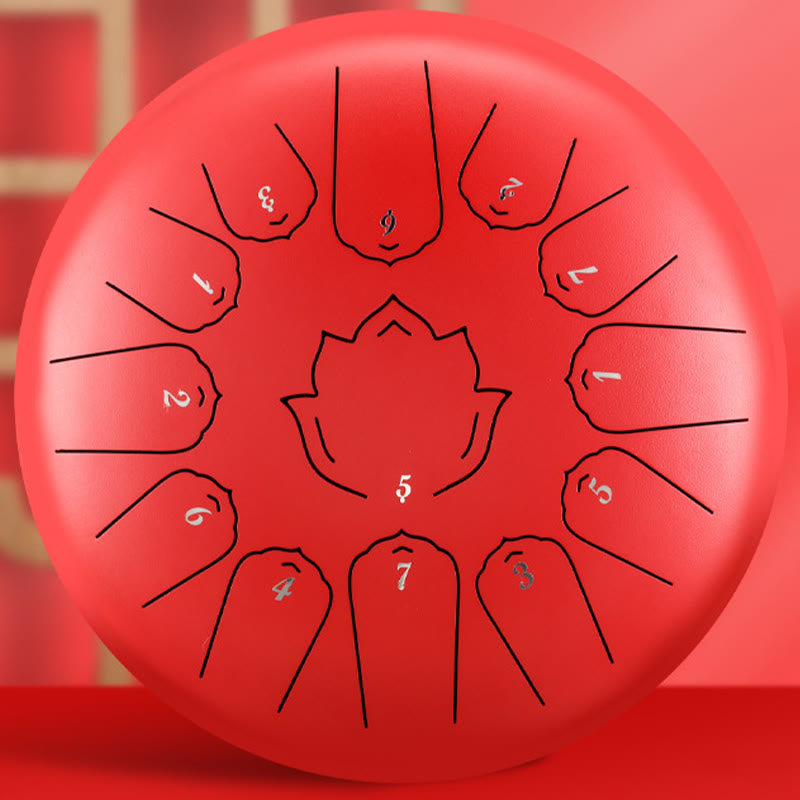 KarmaRipple's Steel Tongue Drum Sound Balancing Mindfulness Lotus Pattern Yoga Drum Kit 13 Note 12 Inch Percussion Instrument p10
