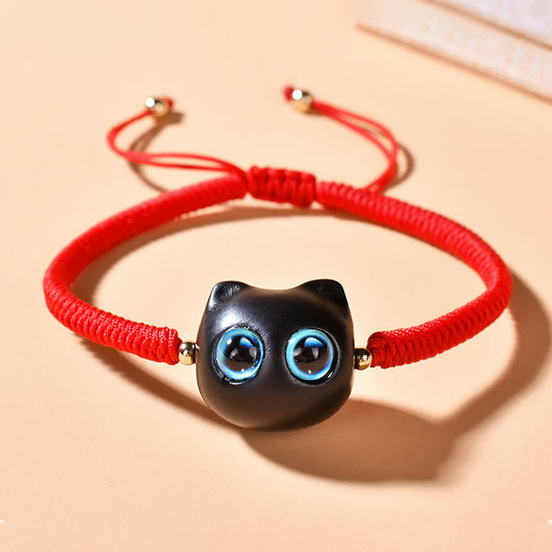 KarmaRipple's Ebony Wood Cat Head Pattern Peace King Kong Weave Woven Bracelet p11