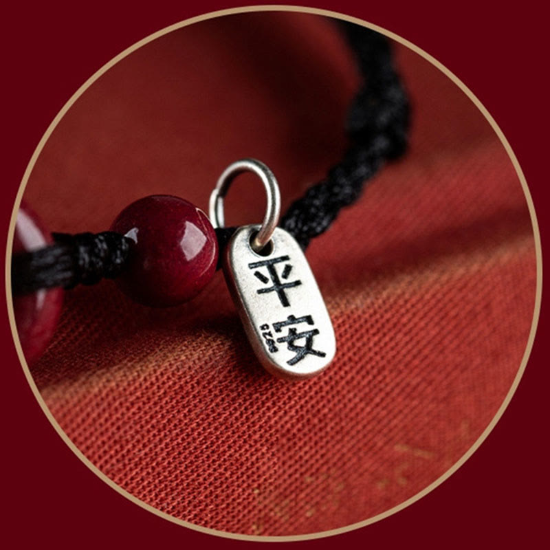 KarmaRipple's Handmade Cinnabar Peace Buckle Safe and Healthy Talisman Blessing String Bracelet Anklet p12